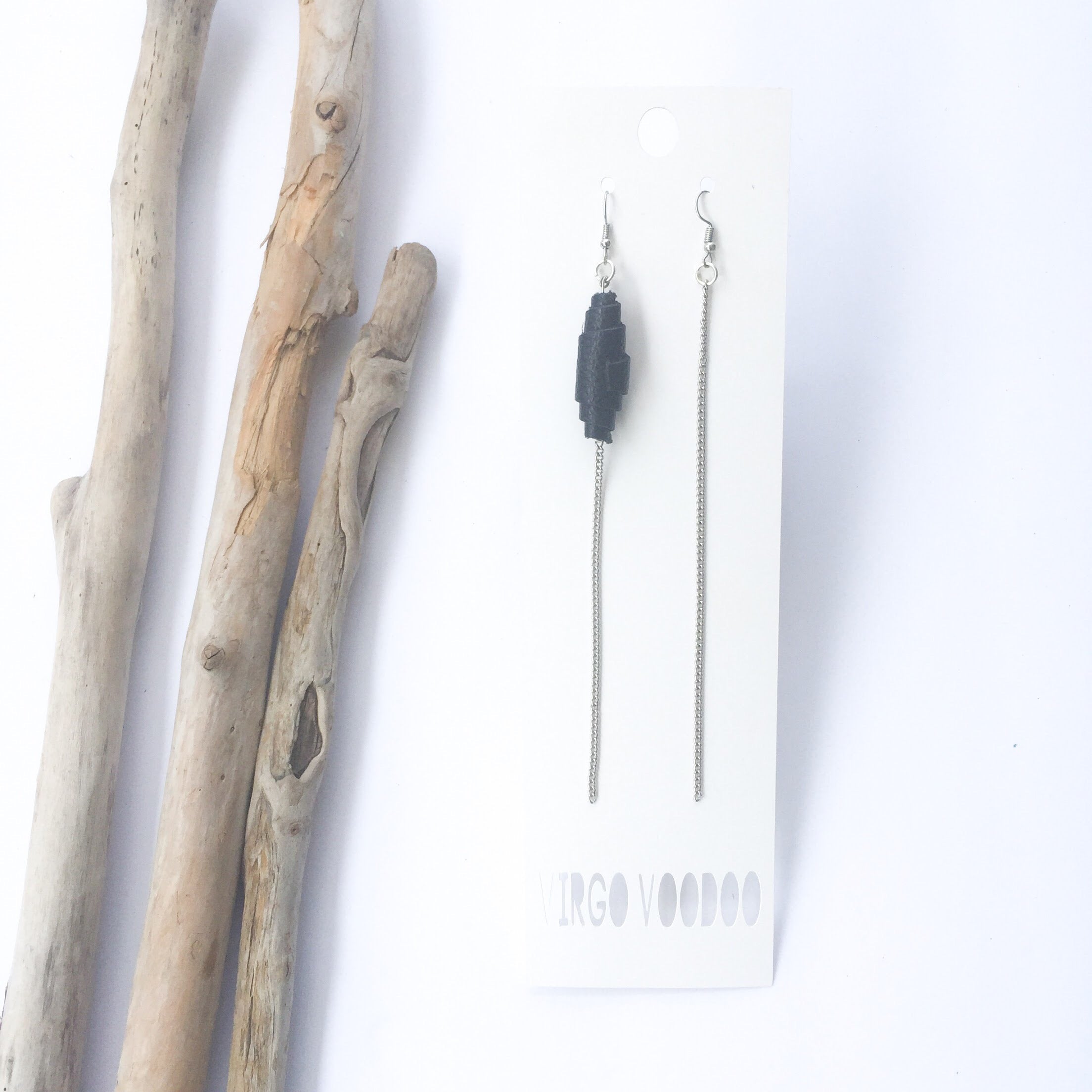 Menzi Leather & Chain Earrings