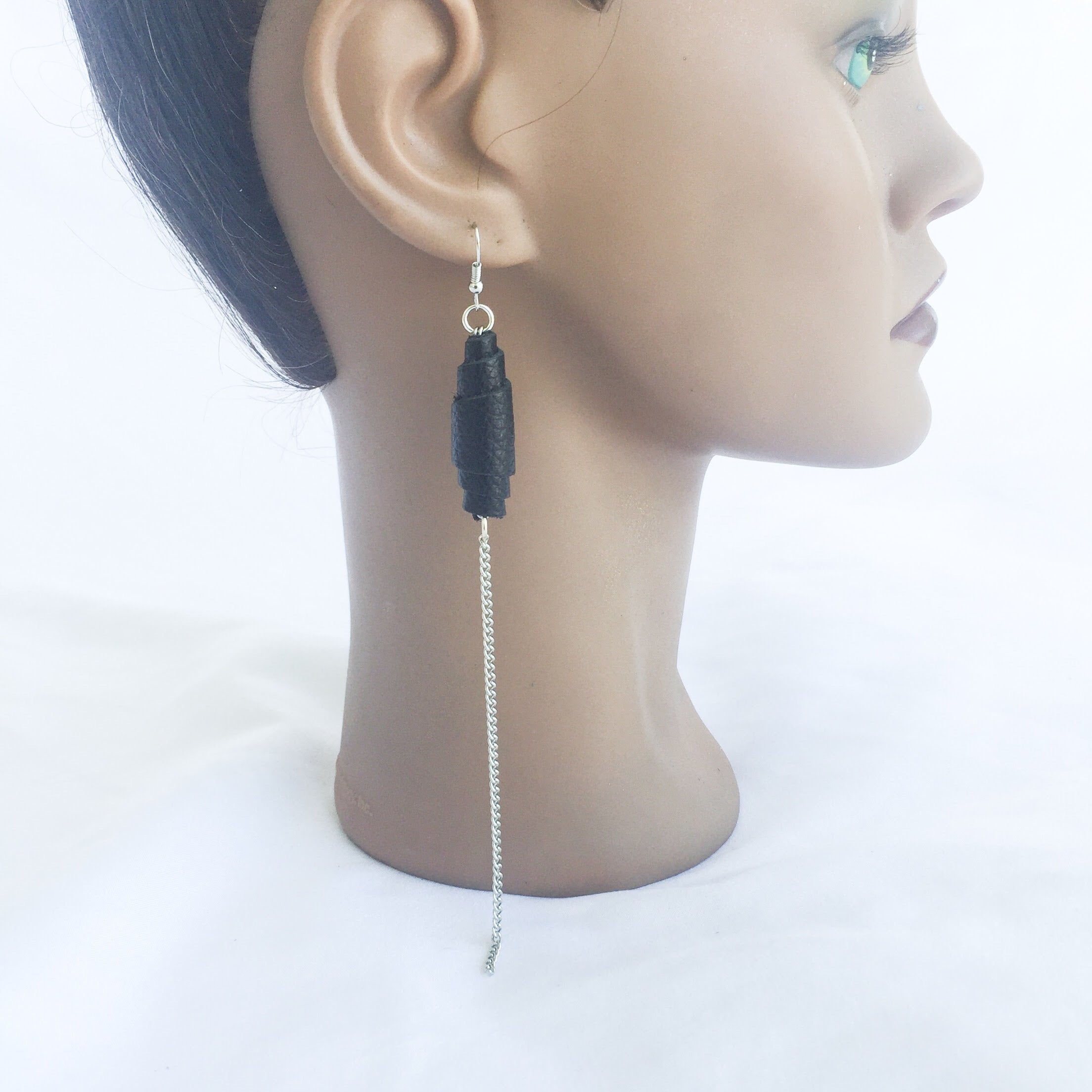 Menzi Leather & Chain Earrings